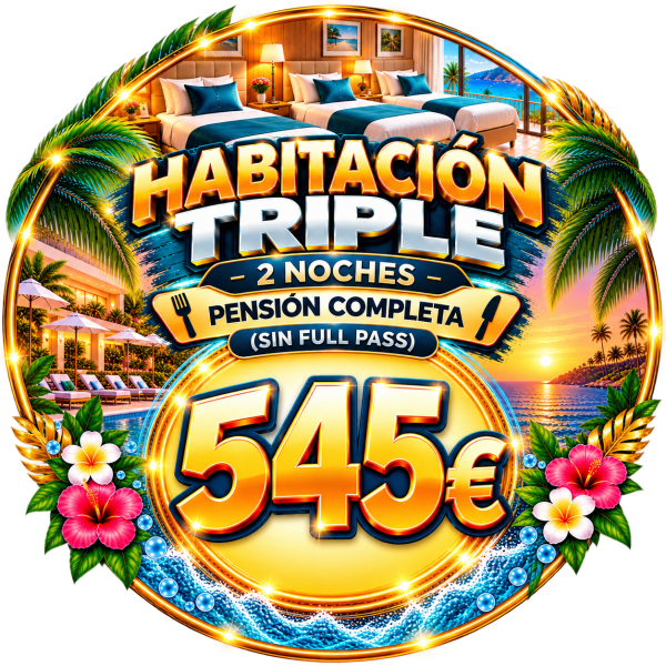 Habitación triple + PC + SIN full pass + 2 noches