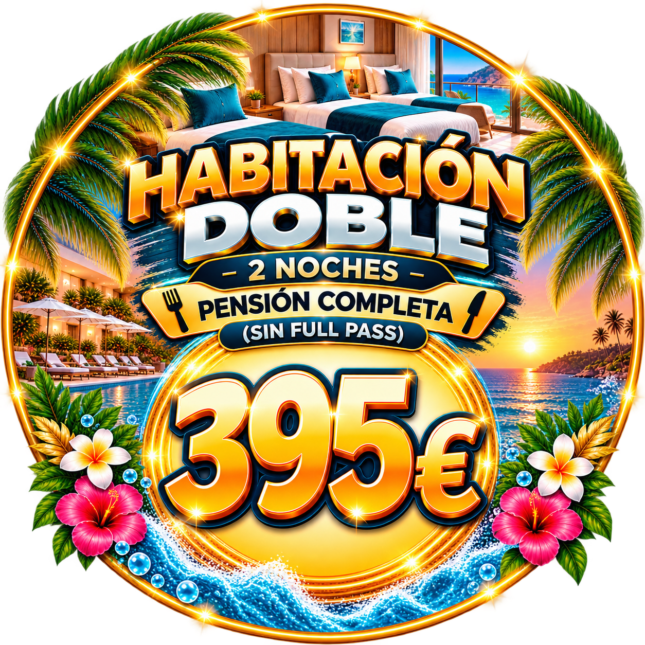Habitación doble + PC + SIN full pass + 2 noches